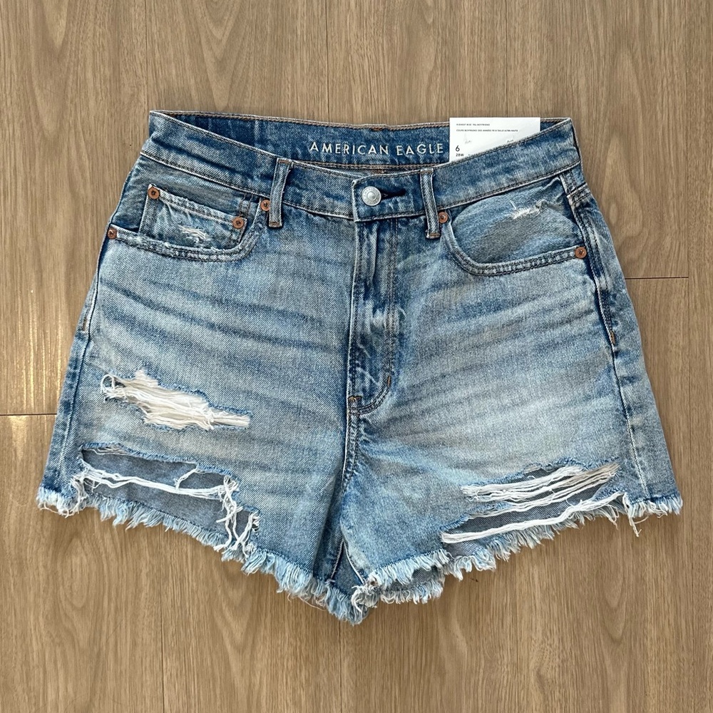 American Eagle Outfitters Blue Jean Shorts Distressed Cut-Offs